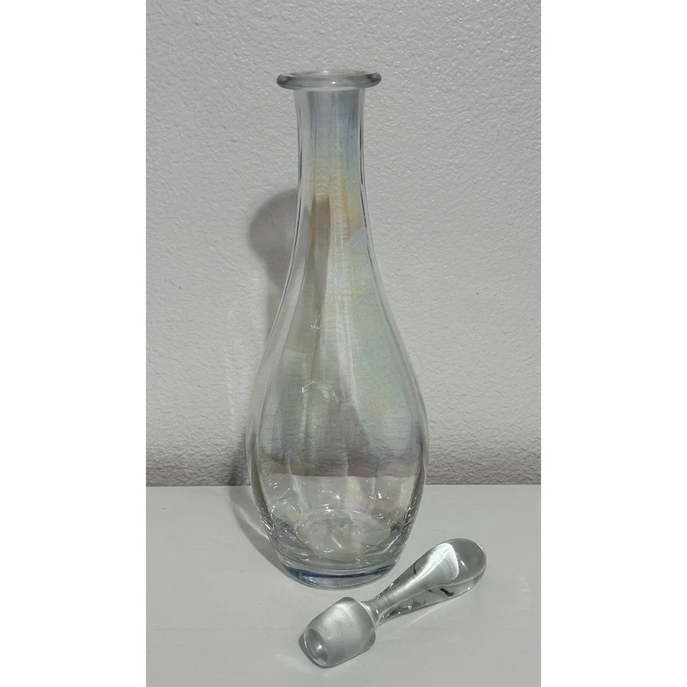 Vintage Toscany Handblown Iridescent Decanter Genie Bottle With Stopper 15